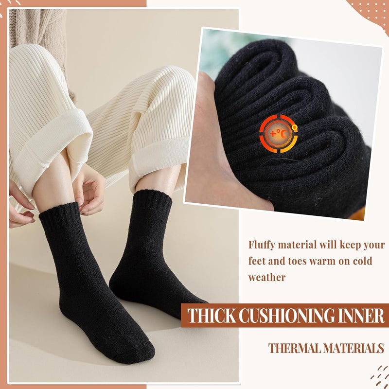 Velice Merino Wool Socks for Women 5 Pairs Warm Winter Hiking Thick Thermal Cozy Boot Work Soft Ladies Crew Socks - Image 2